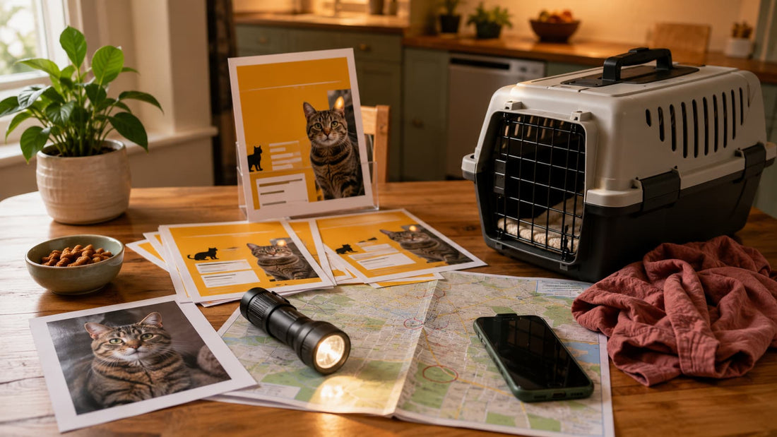 Lost cat hiding outdoors while owner follows a 48-hour search plan