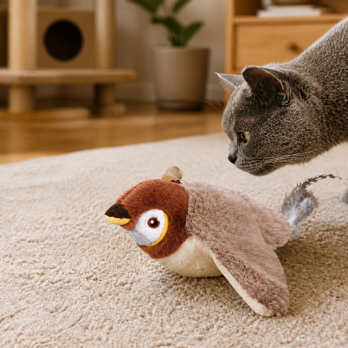 USB rechargeable flapping cat toy with cat