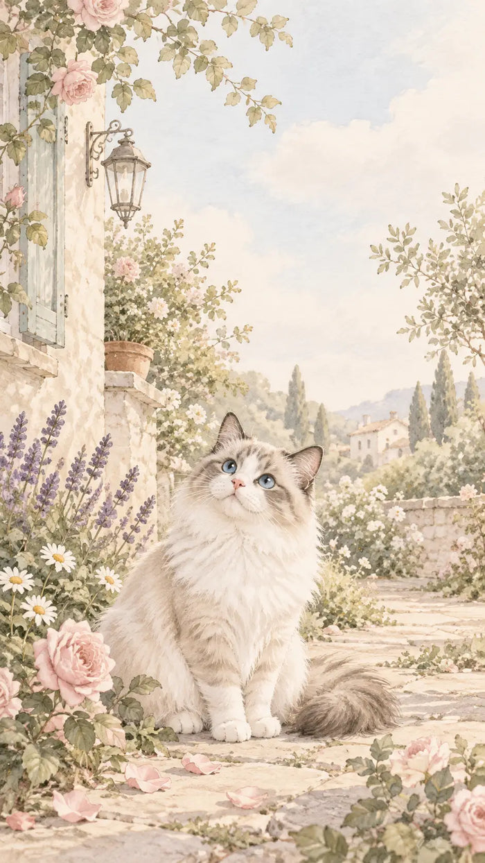 Ragdoll in the Rose Garden