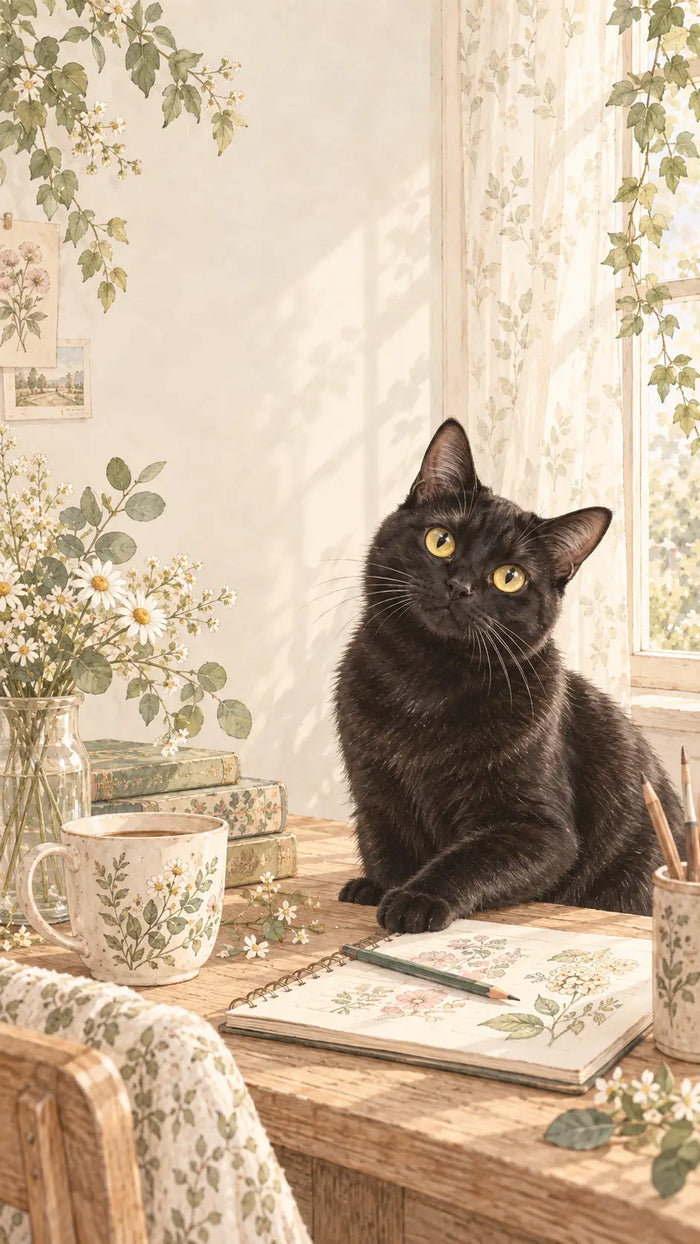 Black Cat at the Artist’s Desk