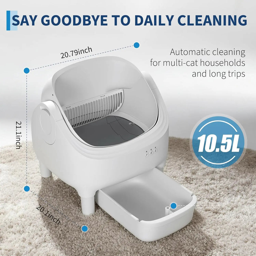10.5L open-top self-cleaning cat litter box - product view 3
