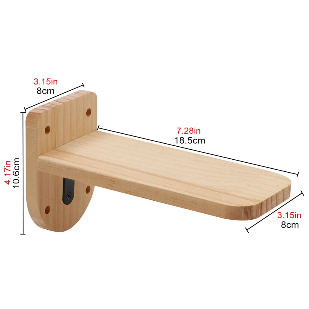 Wooden bracket with dimensions labeled on a white background