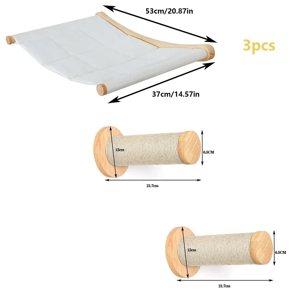 Cat scratcher set with dimensions labeled on a white background