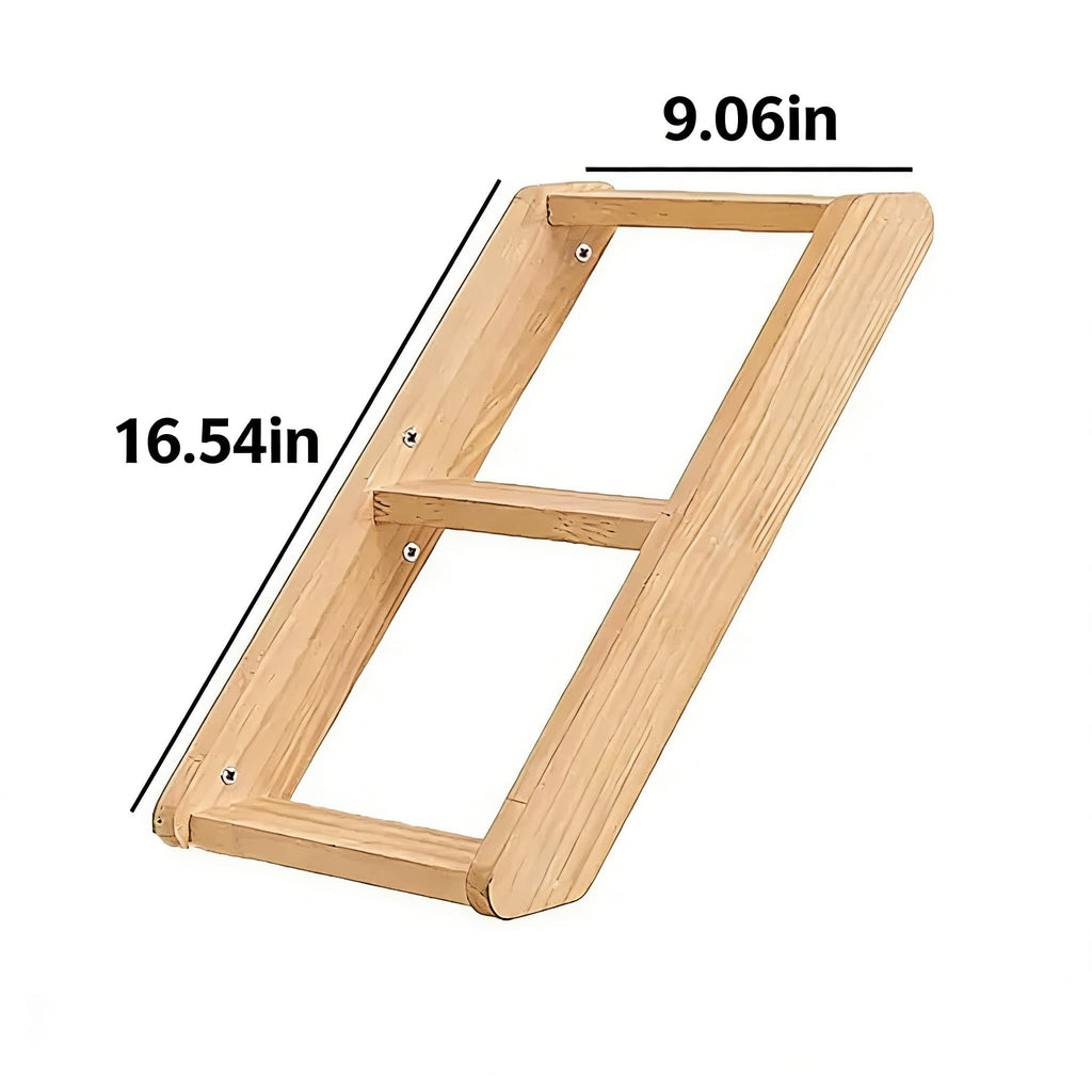 Wooden frame with measurements on a white background