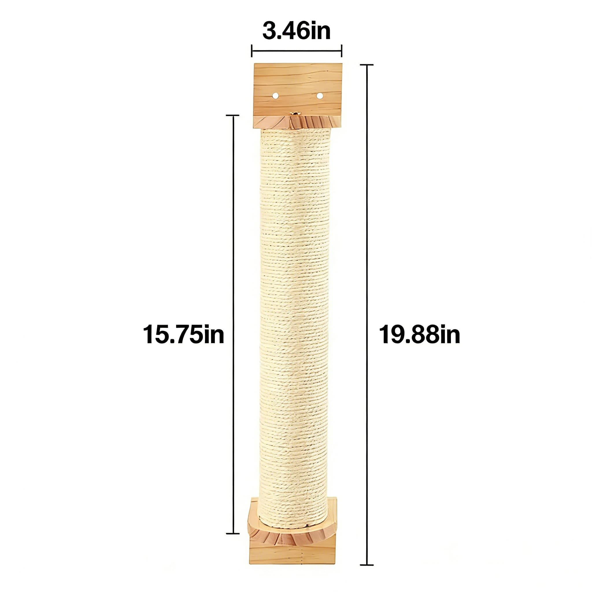 Dimensions of a cat scratching post with measurements indicated.