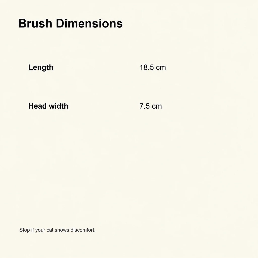 Self-cleaning cat brush dimensions: 18.5 cm long with a 7.5 cm head
