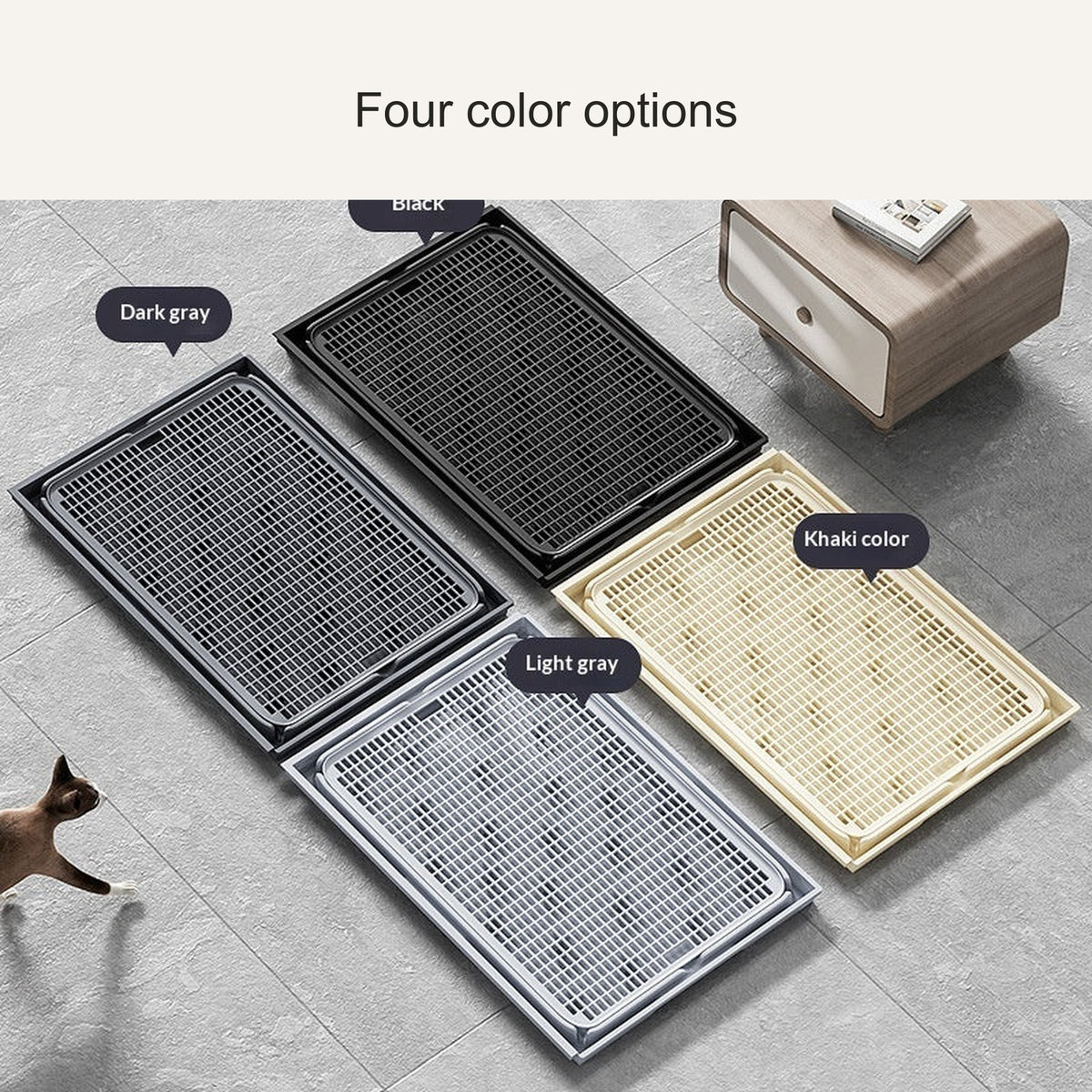 Four color options for the connectable cat litter mat
