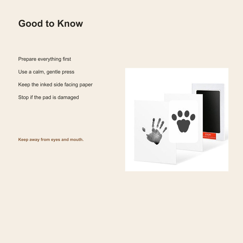 Keepsake kit care reminders with hand and cat paw prints