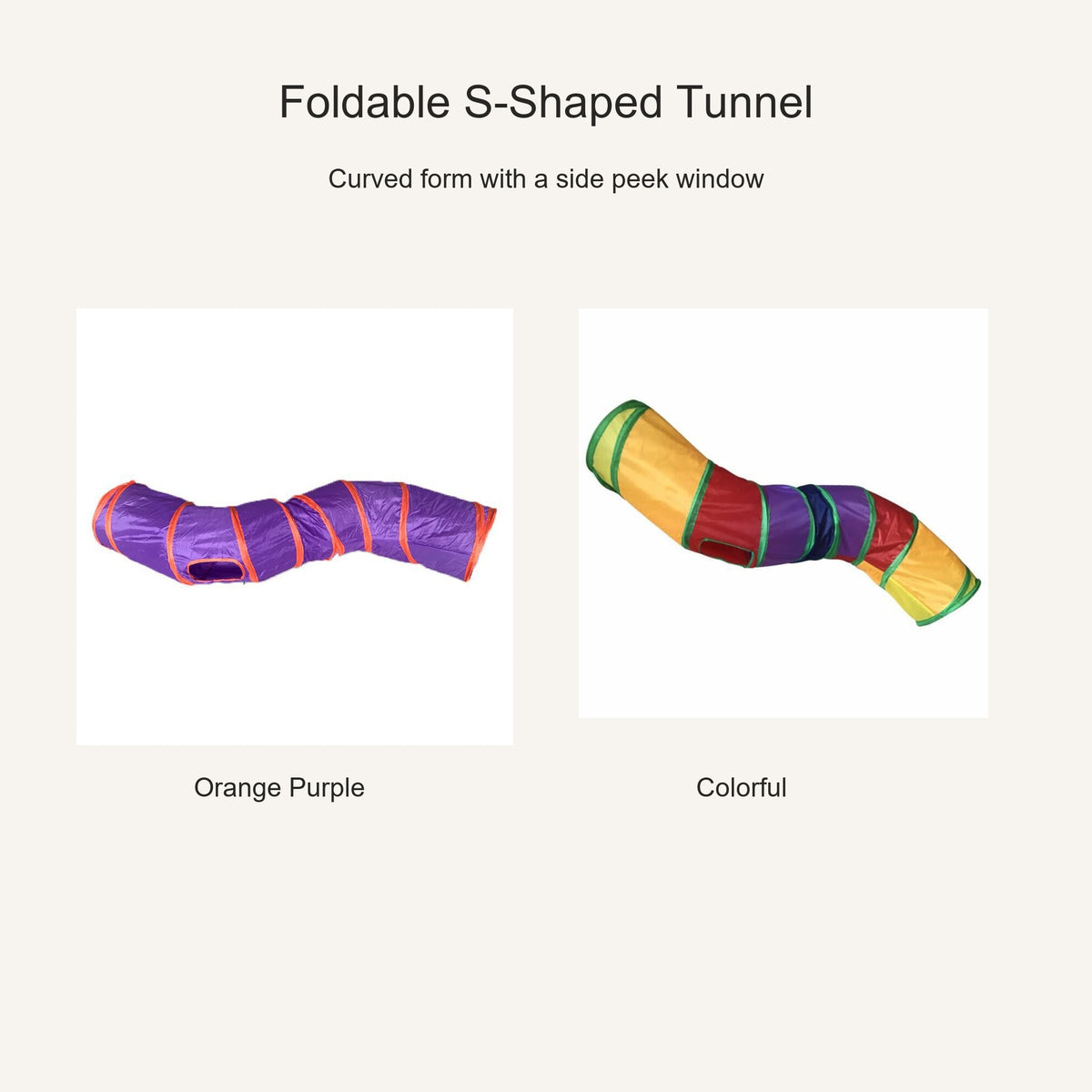 Authentic S-shaped cat tunnel structure and side peek window