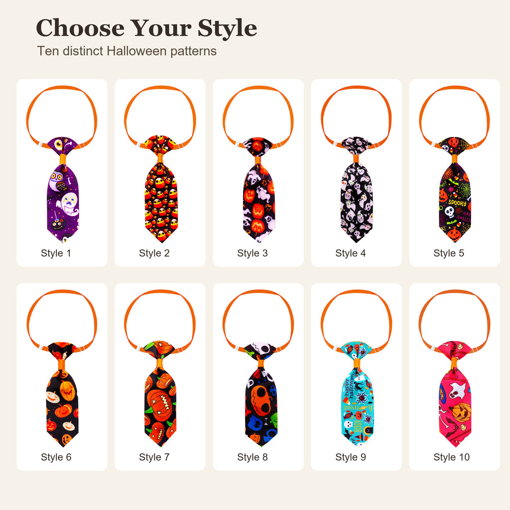 Ten authentic Halloween necktie styles in variant order