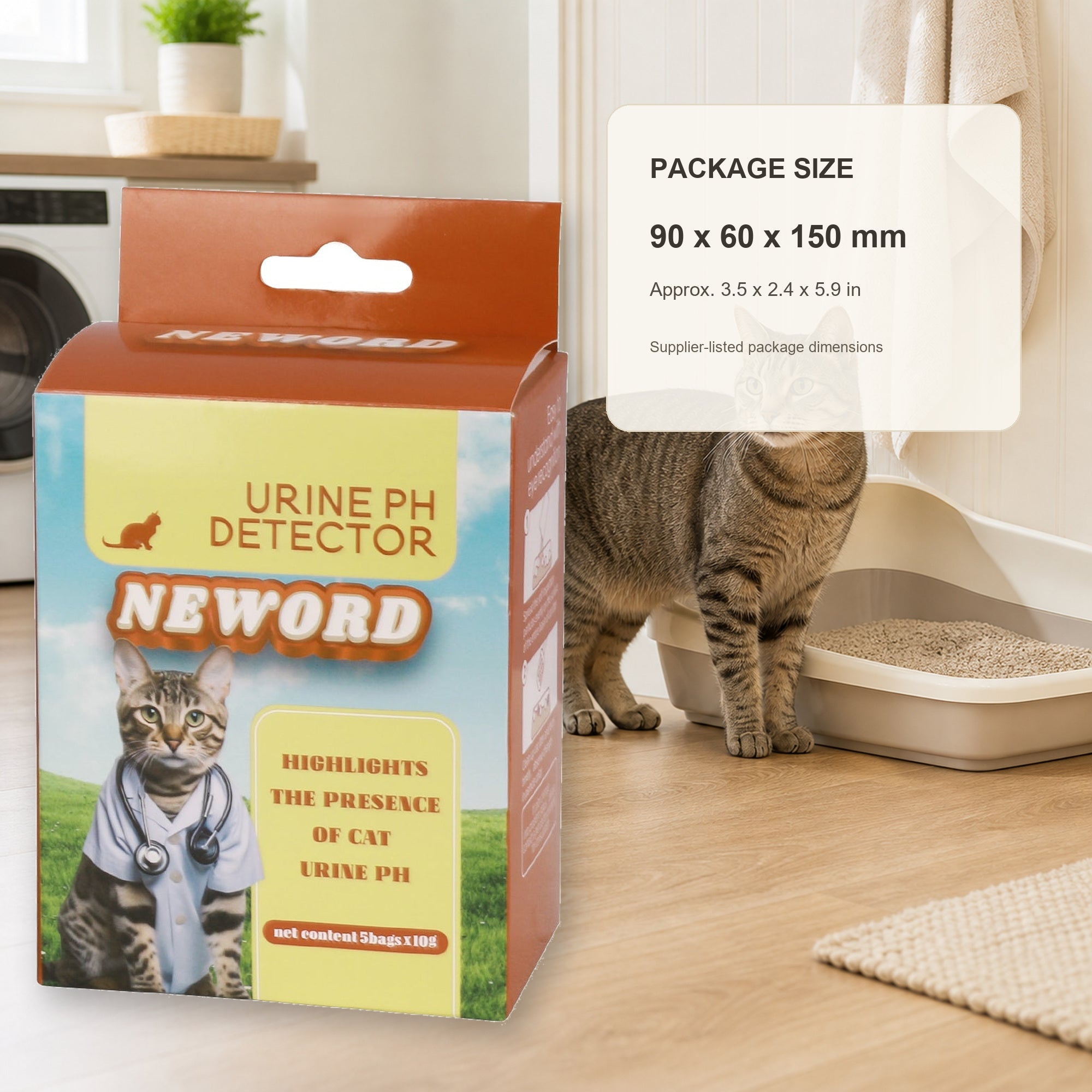 Five-piece Brown set in a cat-friendly home with supplier-listed package dimensions