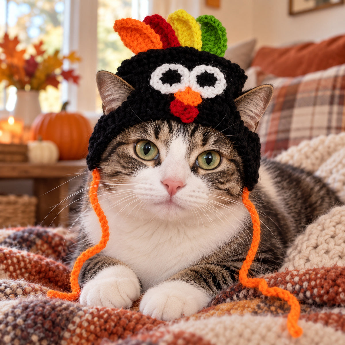 Festive Knit Cat Hat - 3