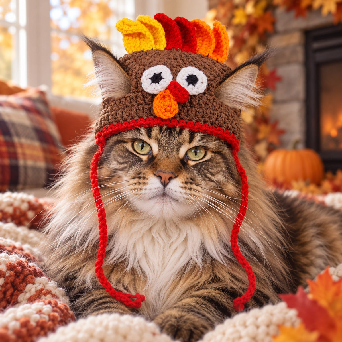 Festive Knit Cat Hat - 4