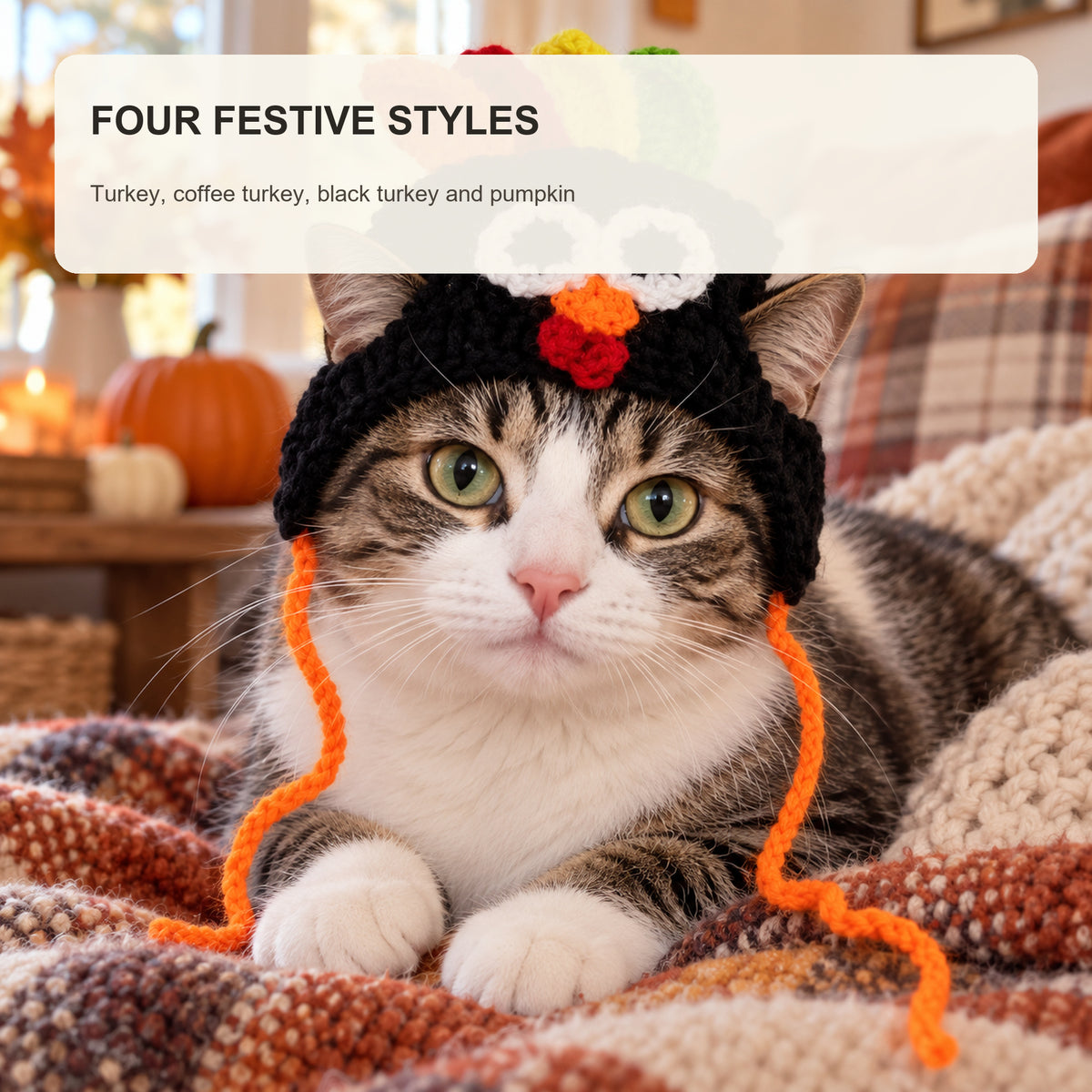 Festive Knit Cat Hat - 5