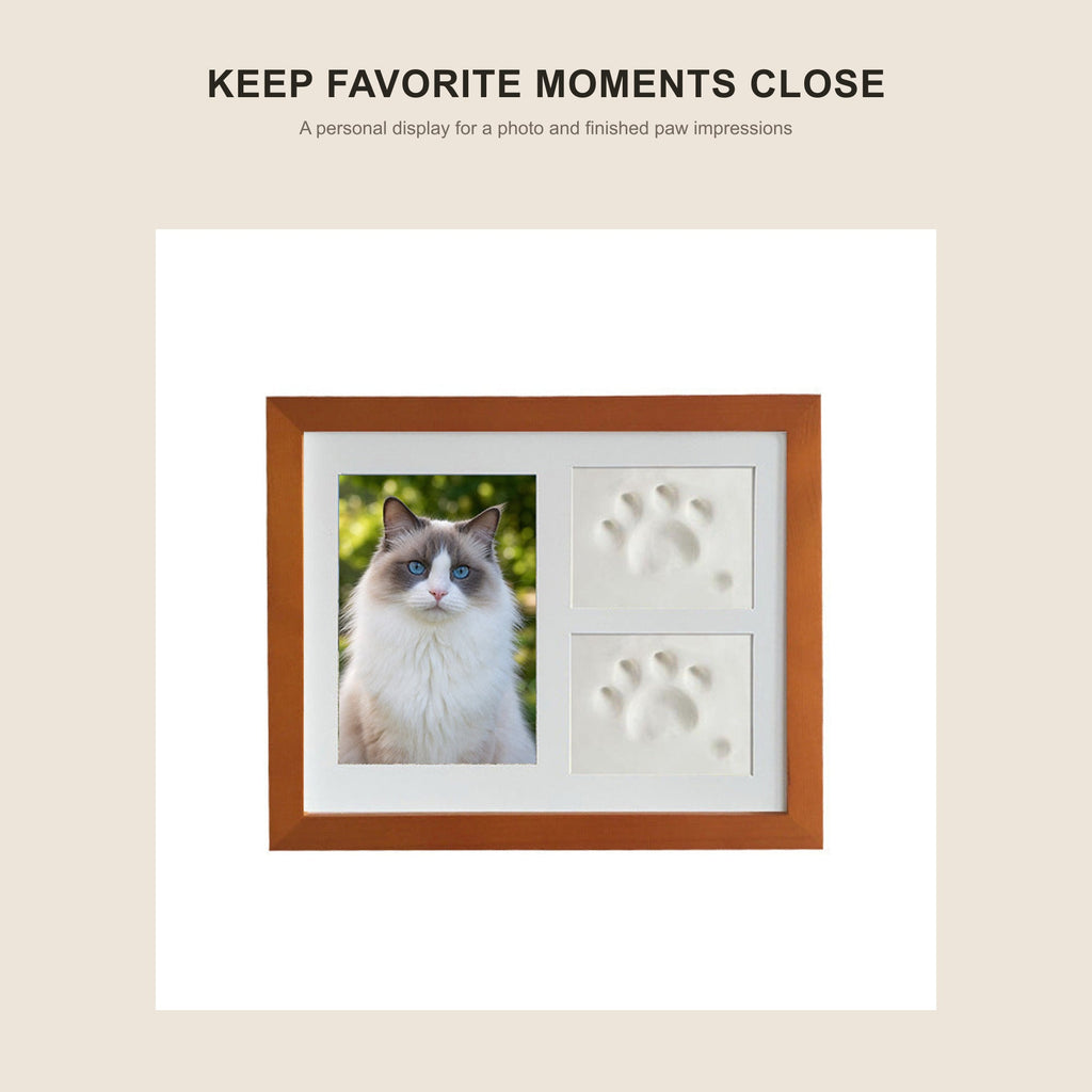 Walnut cat paw print and photo keepsake frame