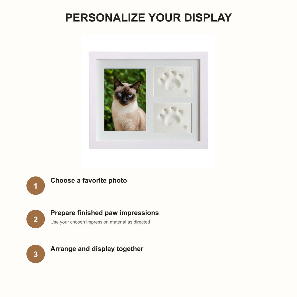 Steps for personalizing the cat photo and paw keepsake frame