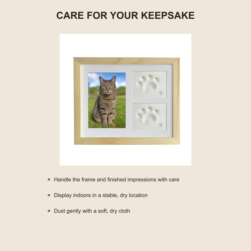 Care guidance for the cat photo and paw keepsake frame