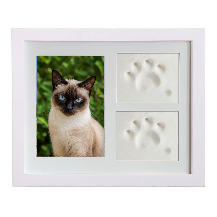 Authentic white cat keepsake frame reference with Siamese portrait