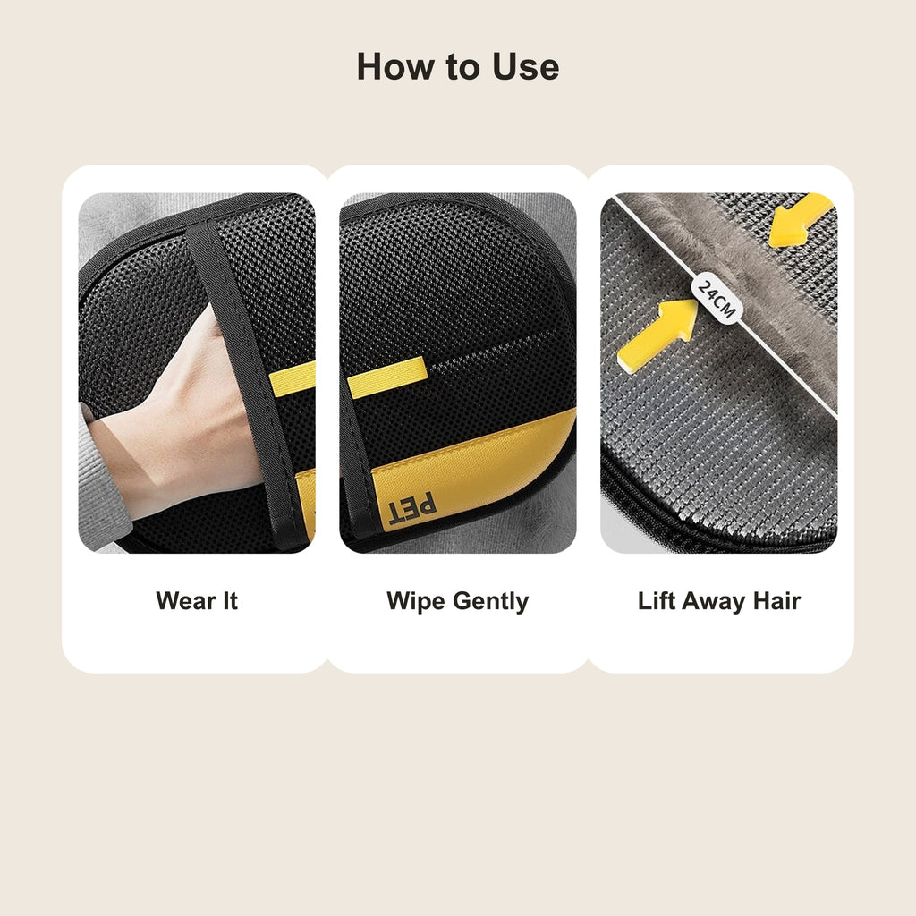 How to use the real hand-worn pet hair remover with authentic branding preserved