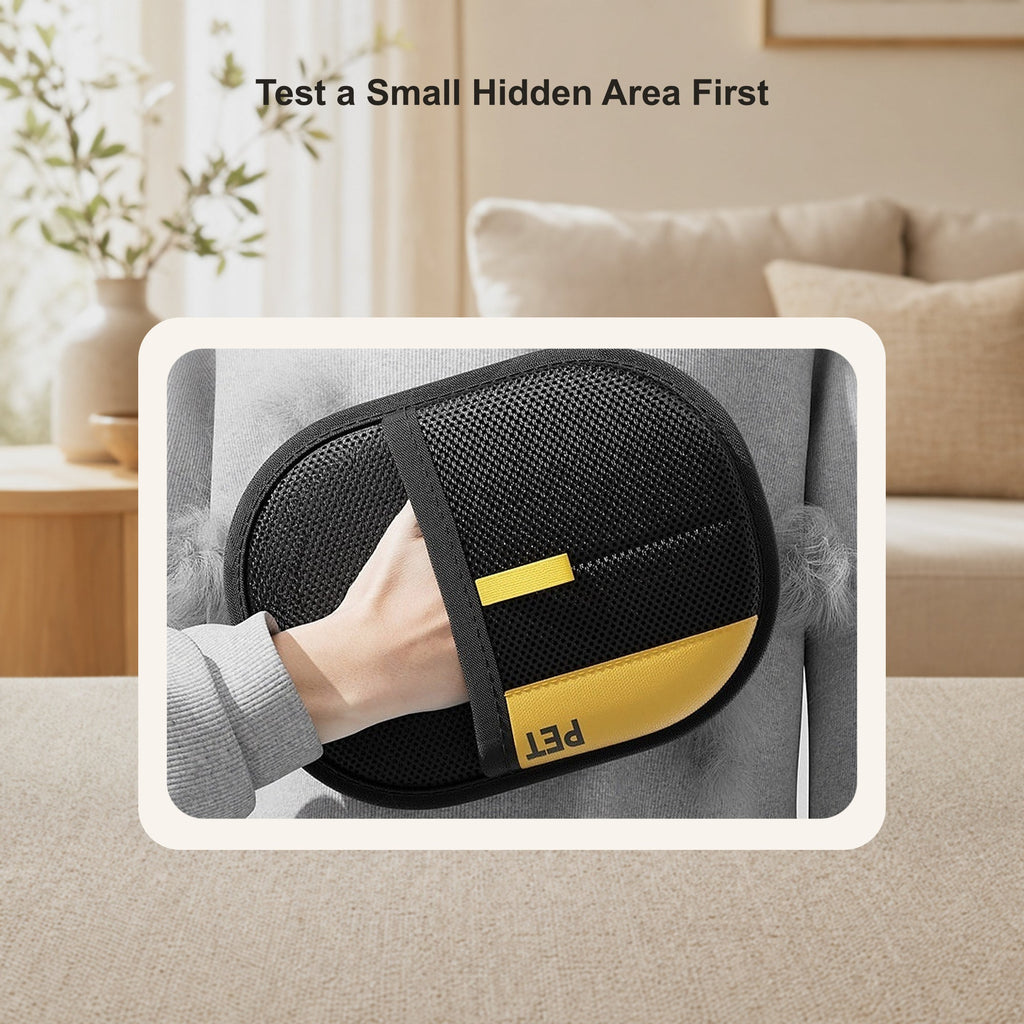 Reminder to test on a hidden fabric area with authentic branding preserved