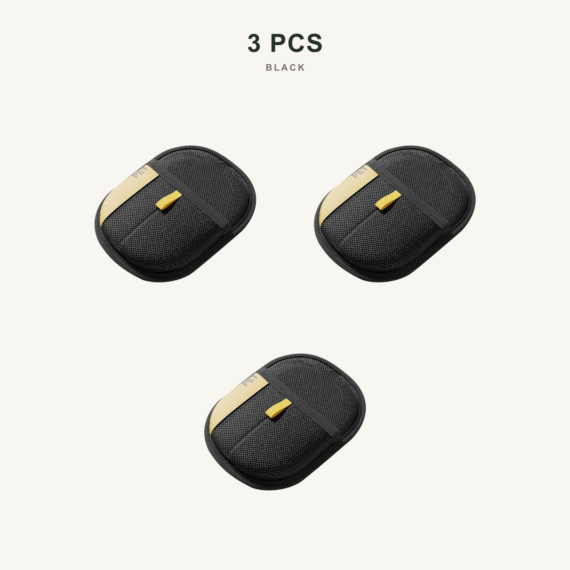 Black 3 piece pack with authentic PET marks visible