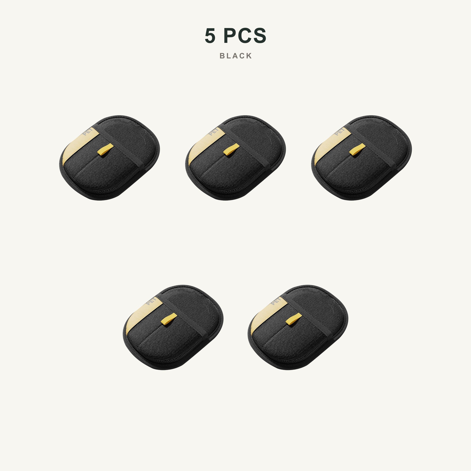 Black 5 piece pack with authentic PET marks visible