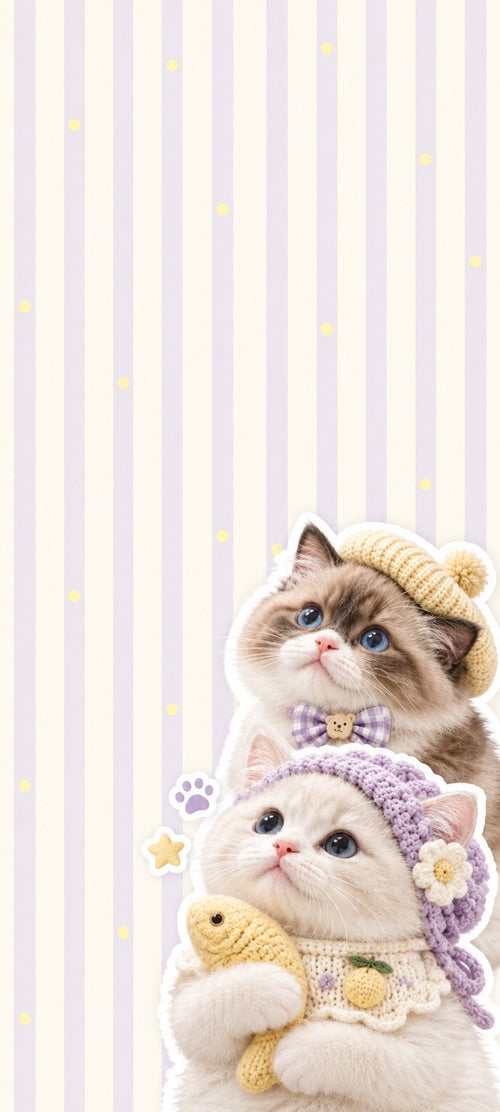 Lavender Lemon Knit Duo free cat phone wallpaper preview
