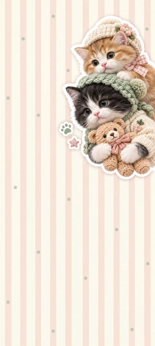 Sage Bonnet Teddy Friends free cat phone wallpaper preview